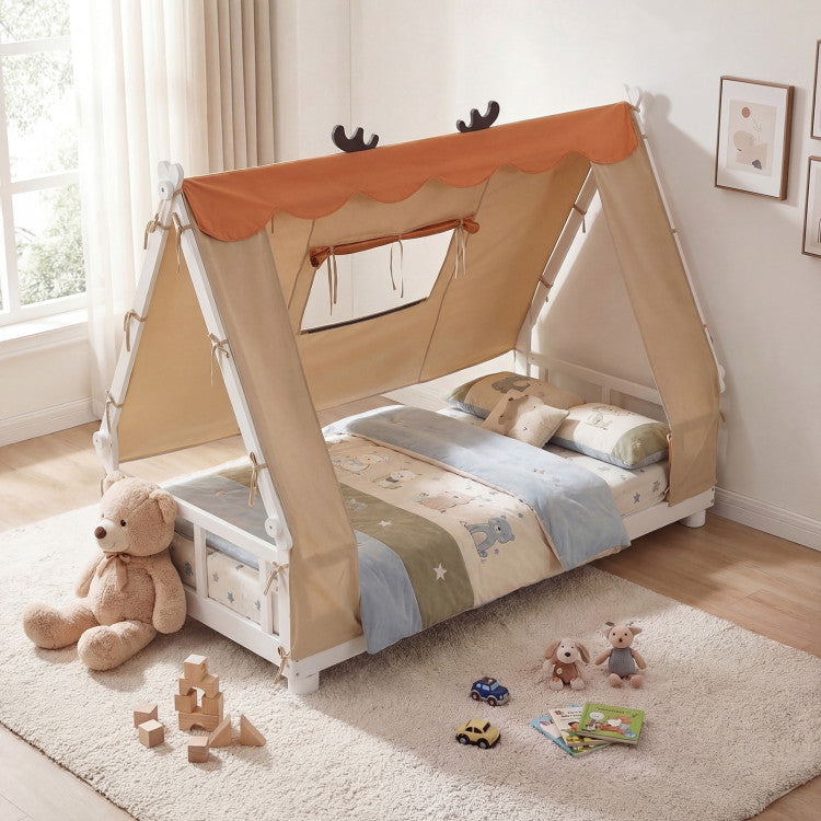Twin Size House Bed with Tent Canopy