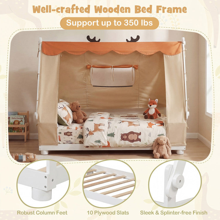 Twin Size House Bed with Tent Canopy