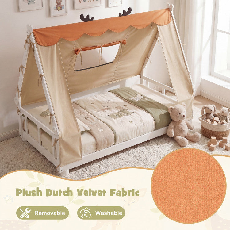 Twin Size House Bed with Tent Canopy