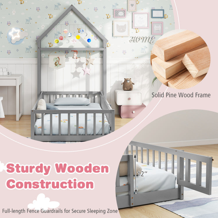 Montessori Toddler Transition Bed with House Headboard