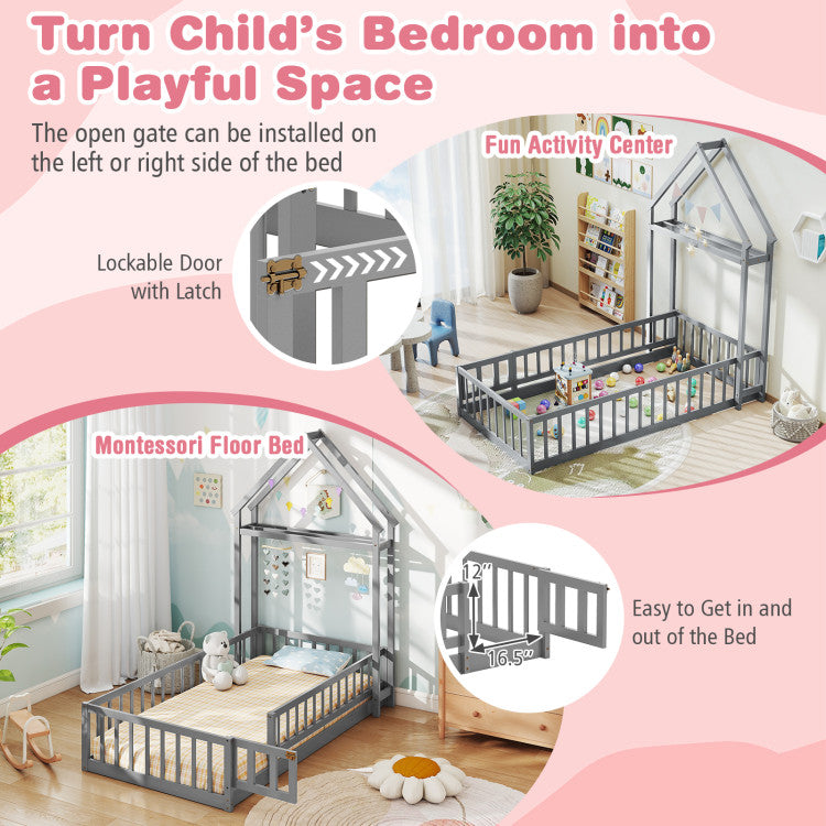 Montessori Toddler Transition Bed with House Headboard