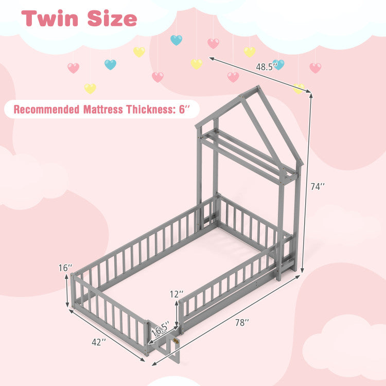 Montessori Toddler Transition Bed with House Headboard