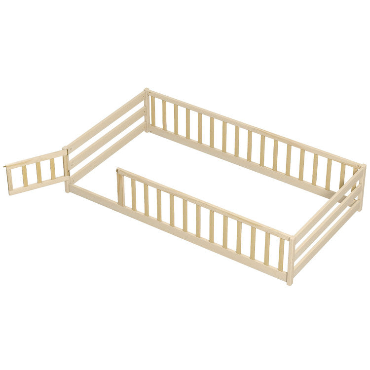 Montessori Floor Bed with Safety Fence & Door