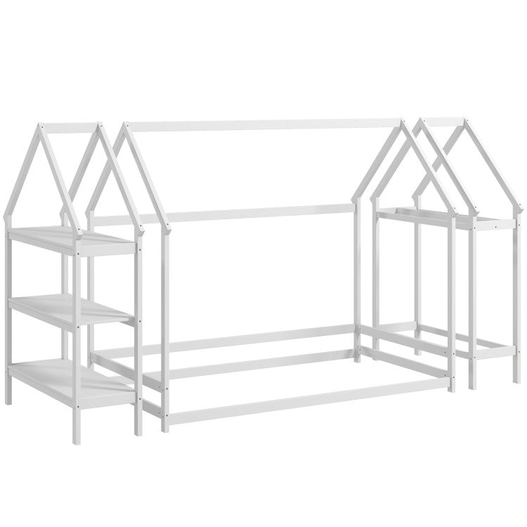 Montessori House Bed with Detachable Storage Shelves