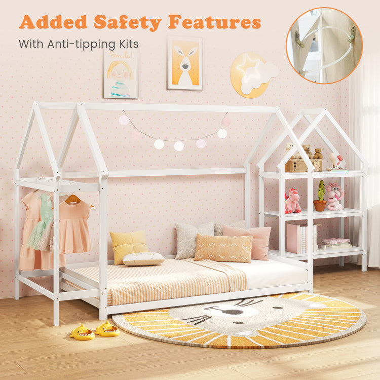 Montessori House Bed with Detachable Storage Shelves