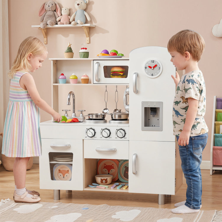 Retro Kids Cooking Playset with Pretend Water Dispenser