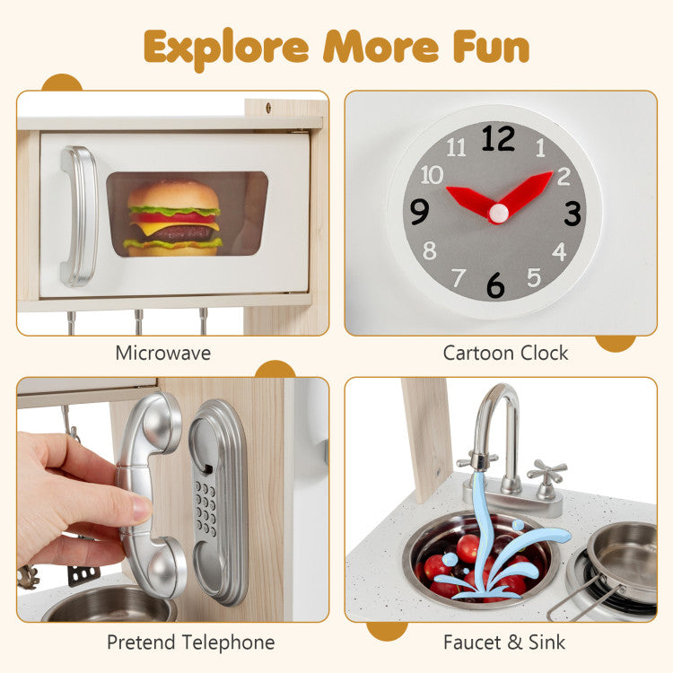 Retro Kids Cooking Playset with Pretend Water Dispenser