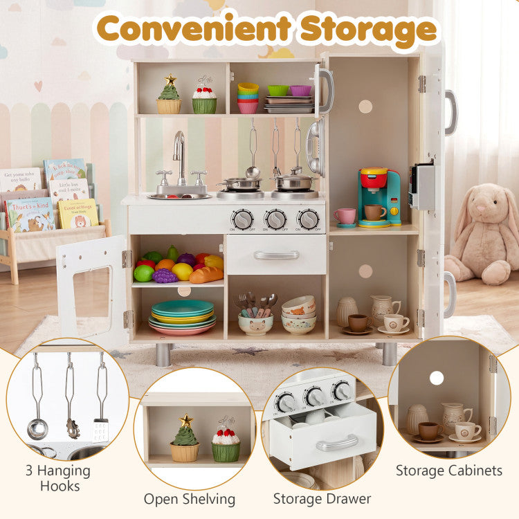 Retro Kids Cooking Playset with Pretend Water Dispenser