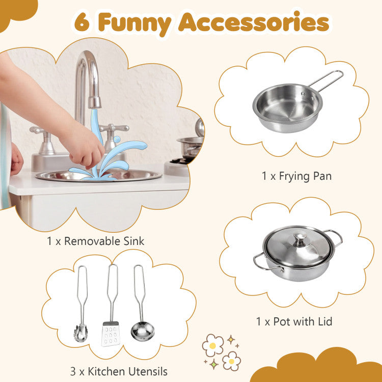 Retro Kids Cooking Playset with Pretend Water Dispenser