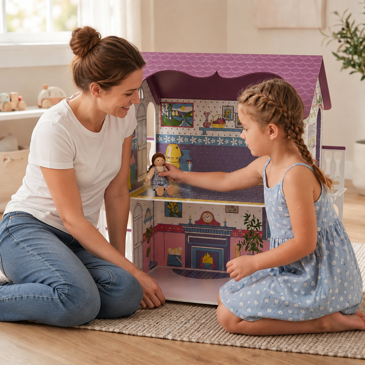 Large Unfurnished Solid Wood Dollhouse