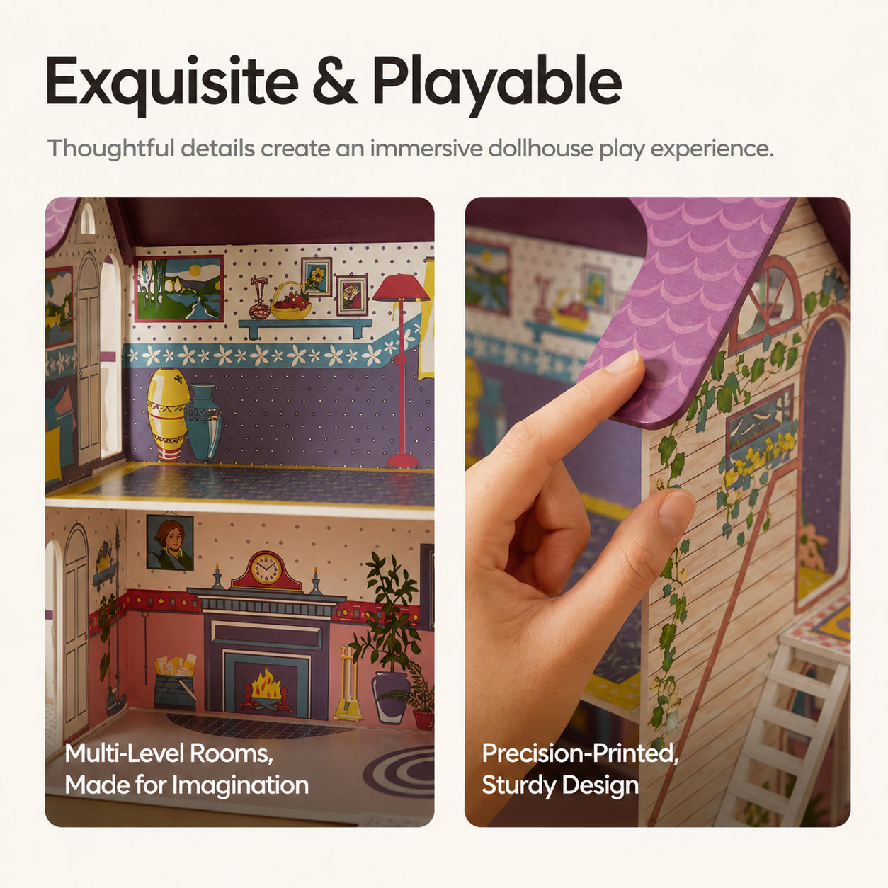 Large Unfurnished Solid Wood Dollhouse