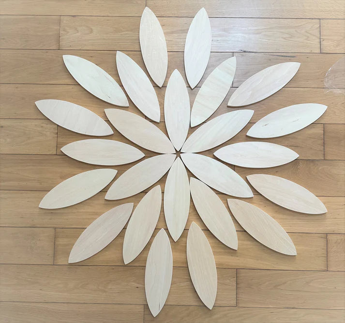 24-Piece Natural Wooden Petal Building Blocks with Tray
