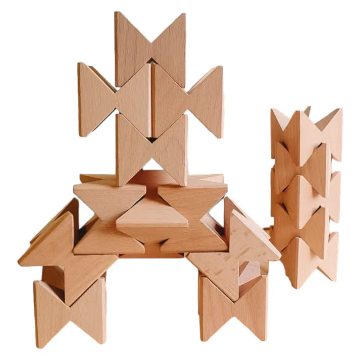16-Piece Angled Wooden Construction Blocks
