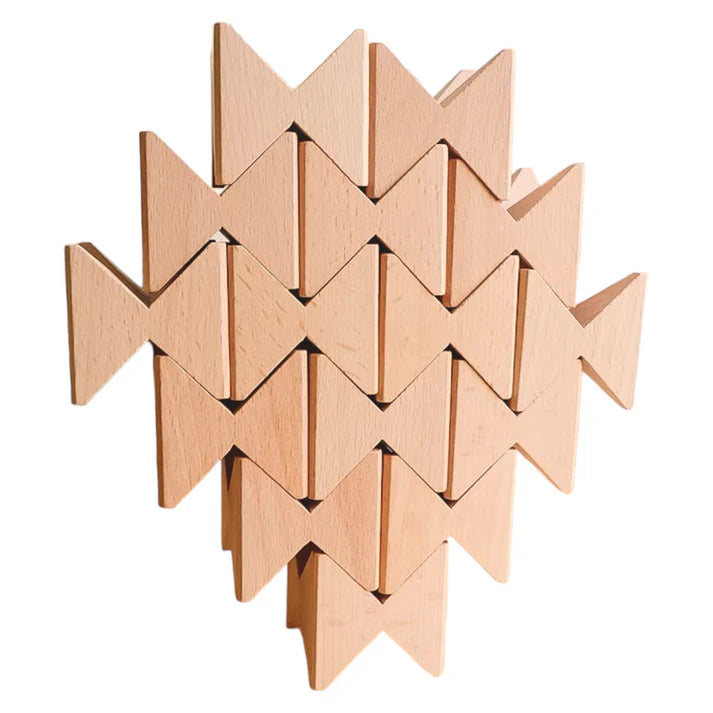 16-Piece Angled Wooden Construction Blocks