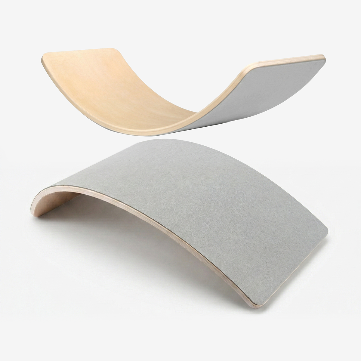 Light gray Montessori wobble board for sensory play and nursery decor