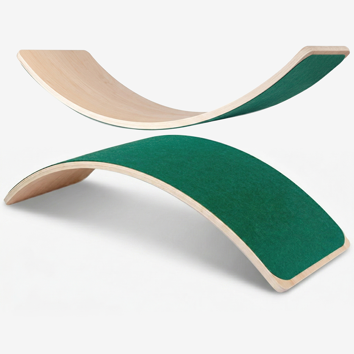 Forest green wooden balance board for active play and children's yoga