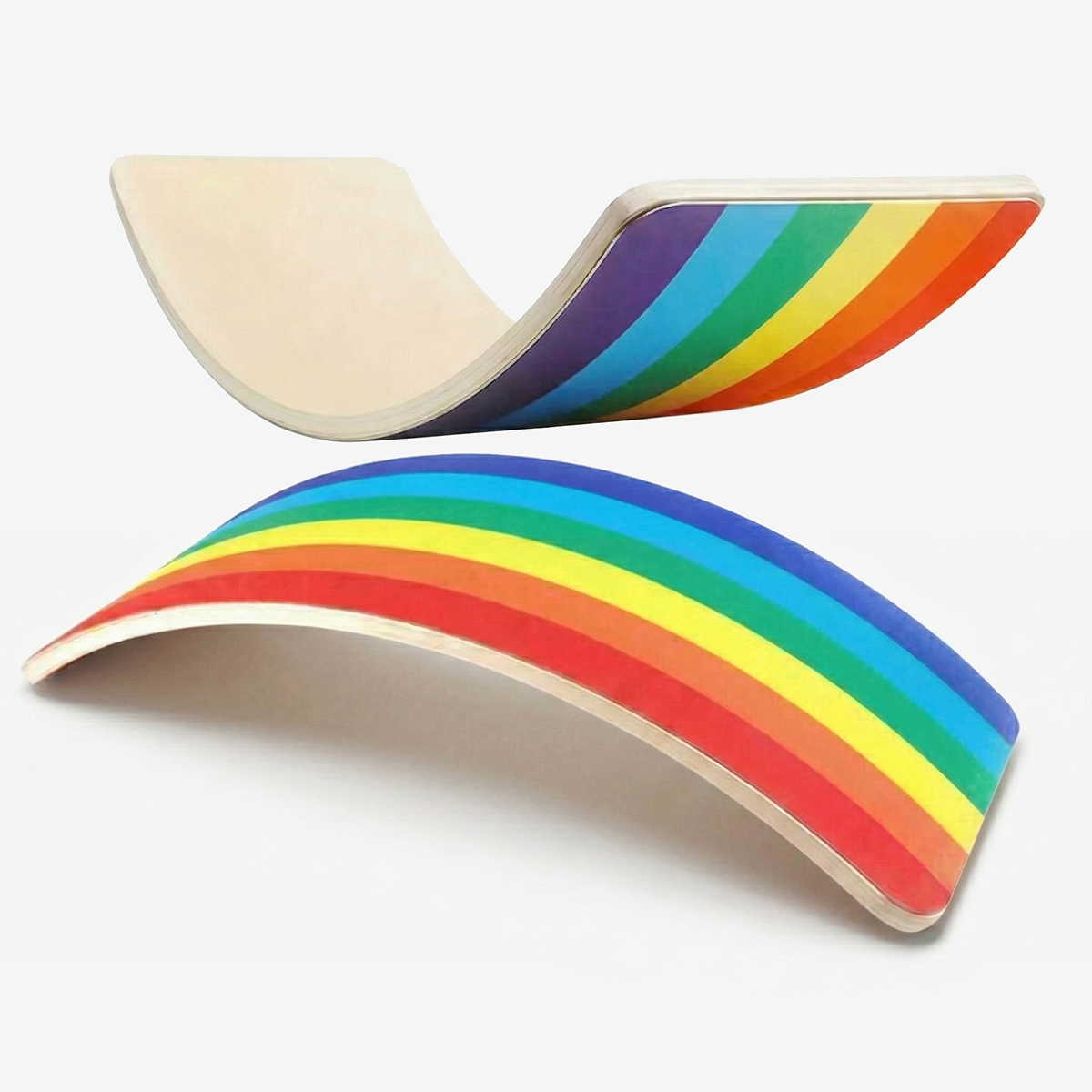 Montessori wooden wobble board with rainbow felt for kids balance training