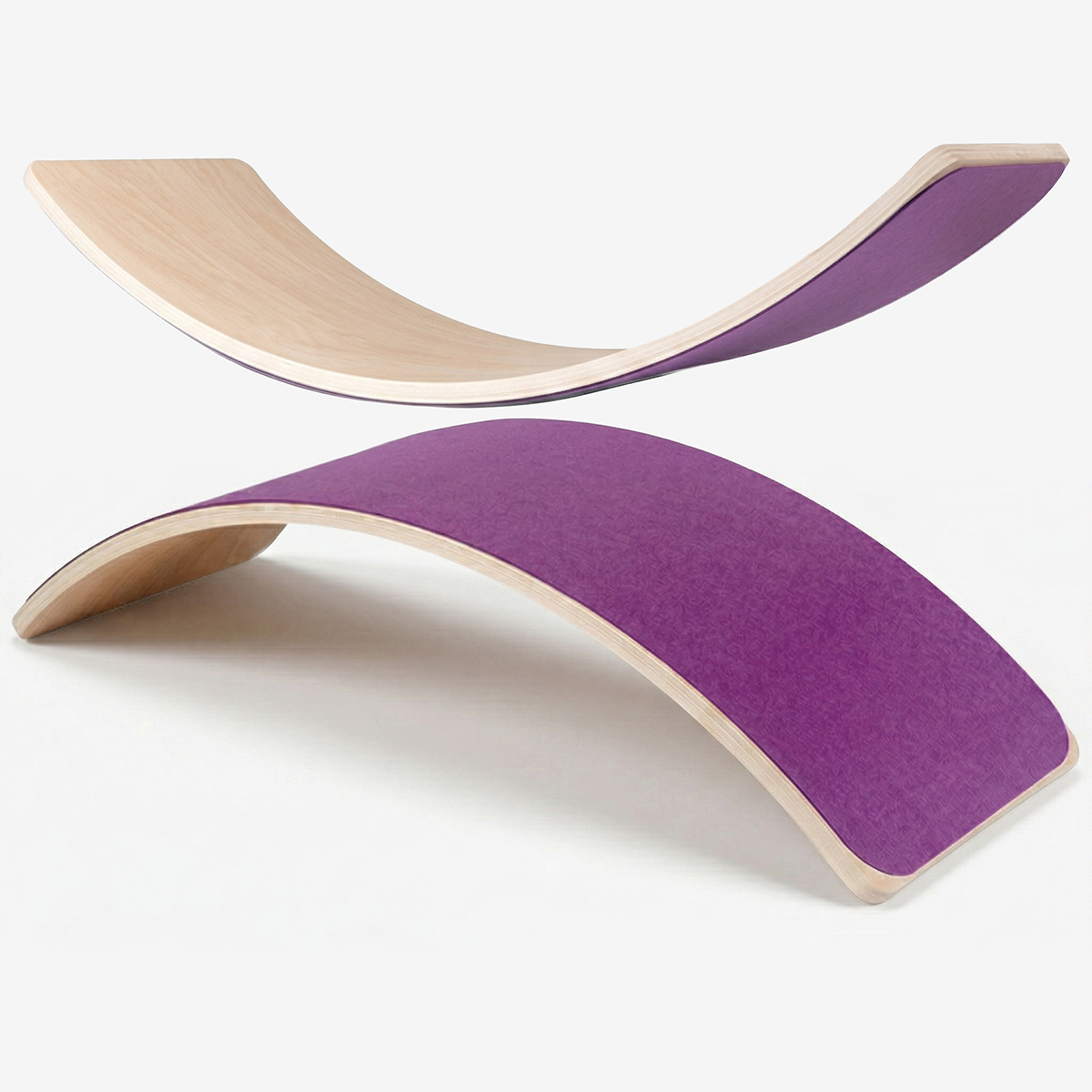 Deep purple felt wooden balance board for kids' core strength and stability