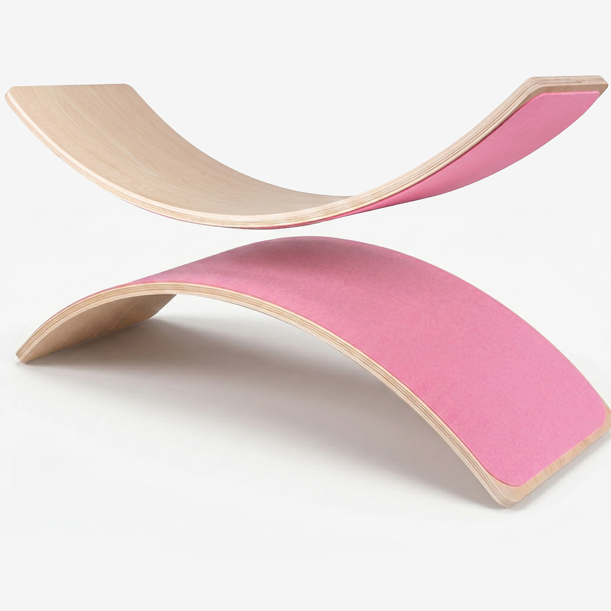 Pastel pink wooden balance board for girls' playroom and physical development