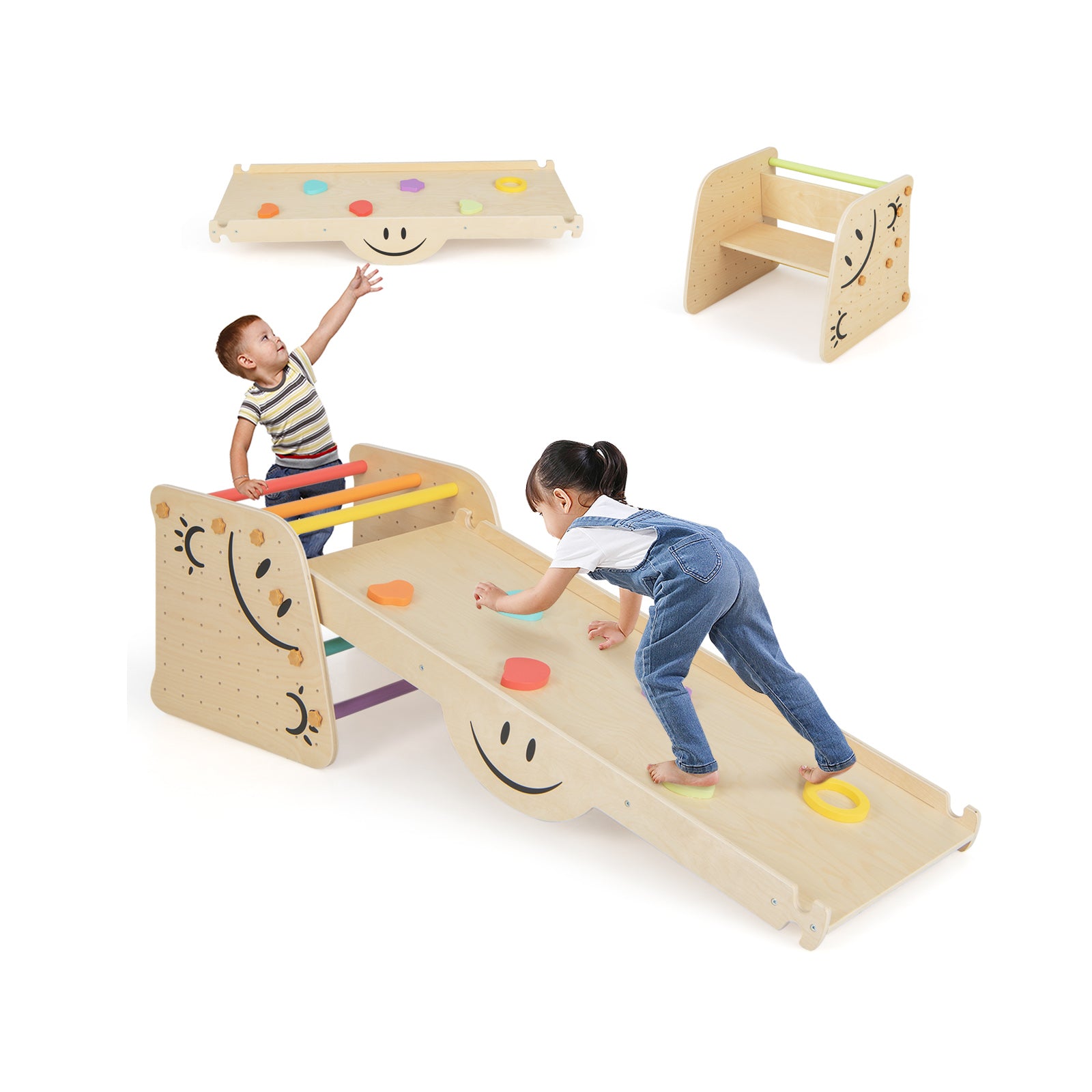 Montessori Wooden Climbing Triangle & Seesaw Set