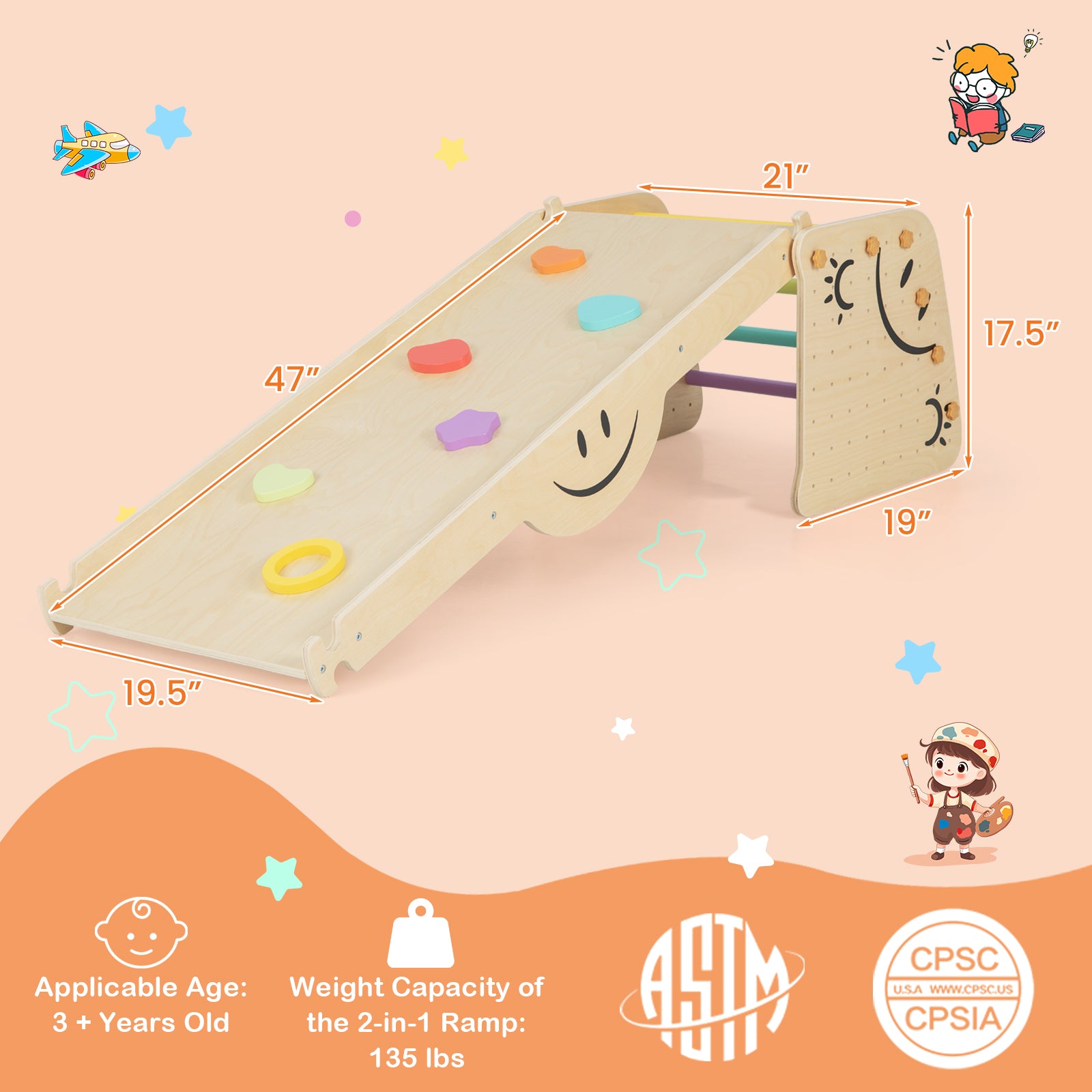 Montessori Wooden Climbing Triangle & Seesaw Set
