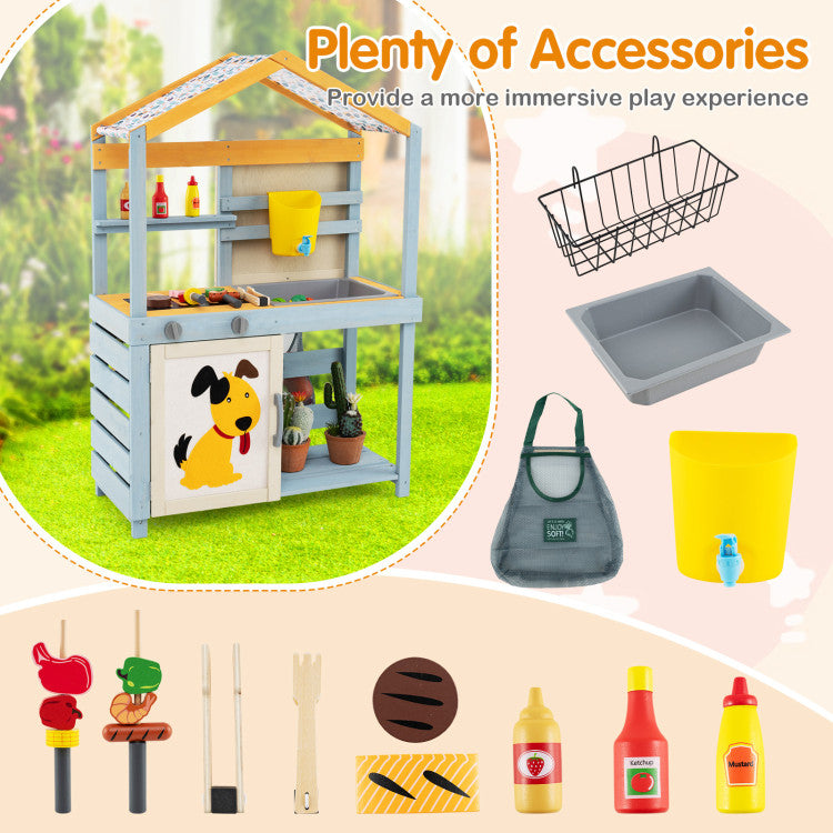Kids Outdoor Play Complex with BBQ Grill & Picnic Table