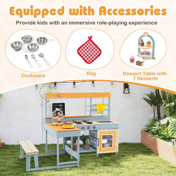 Kids Outdoor Play Complex with BBQ Grill & Picnic Table
