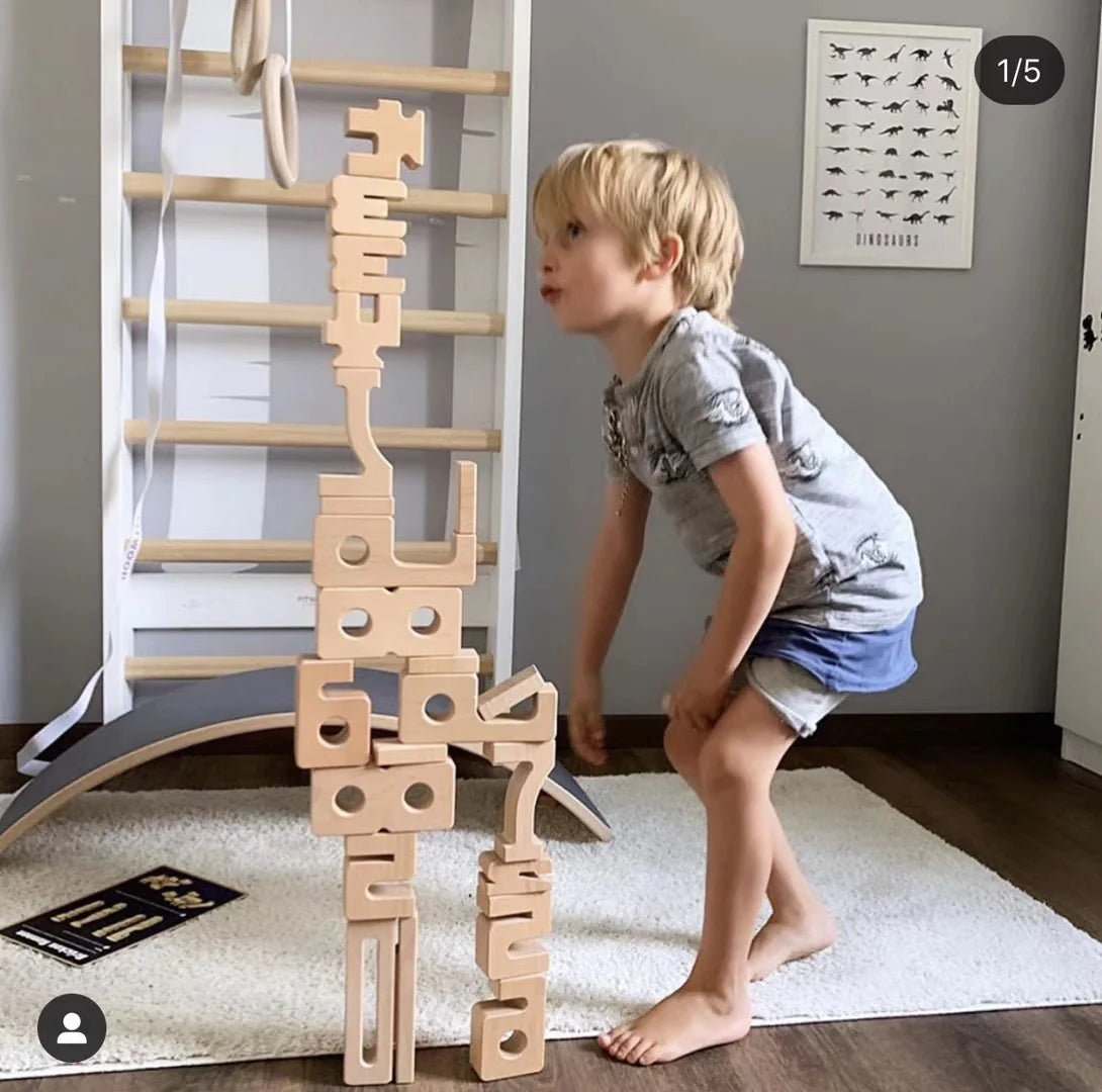 Montessori Wooden Math Blocks Screen-Free Toy for Toddlers