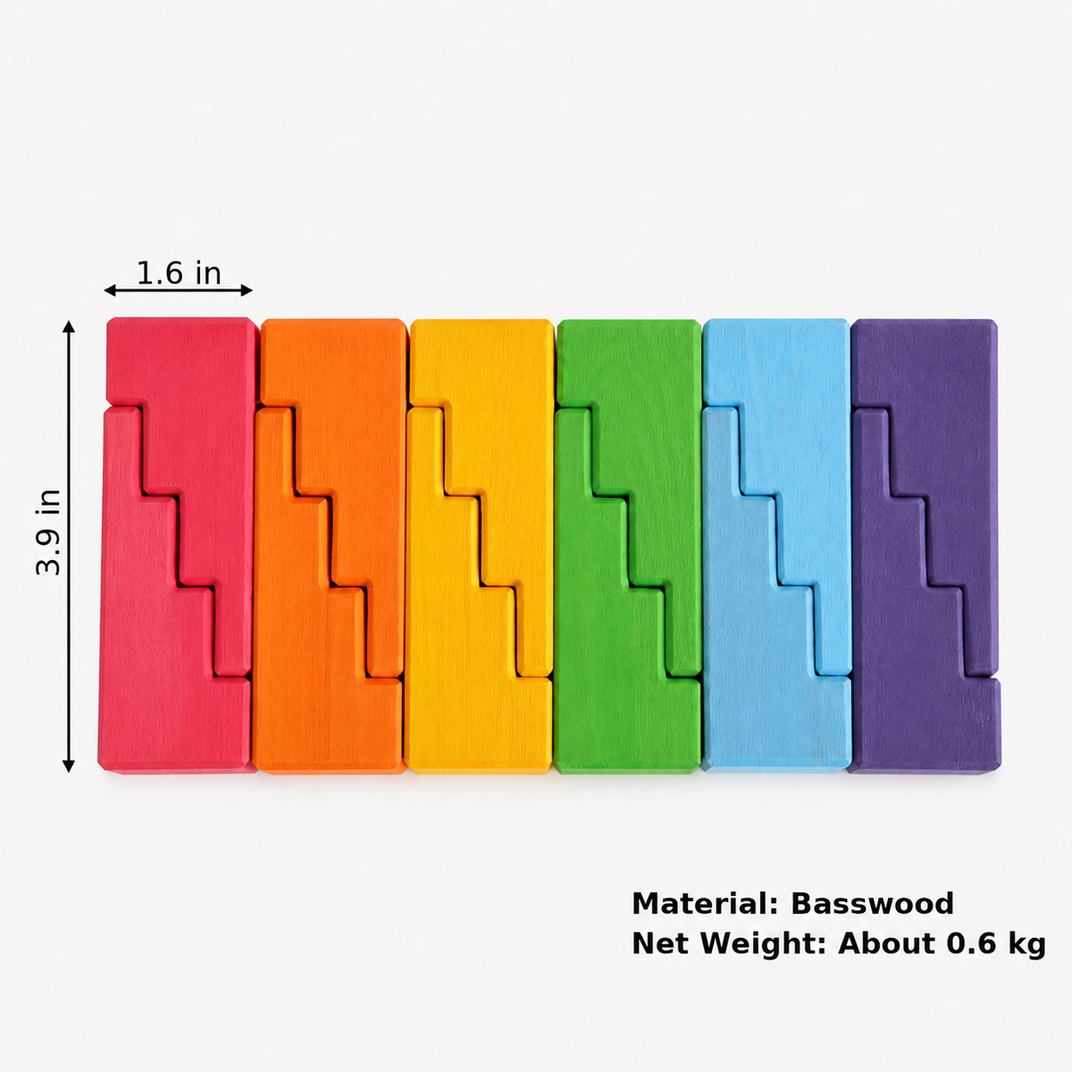 Rainbow Zigzag Stairs Building Blocks Set
