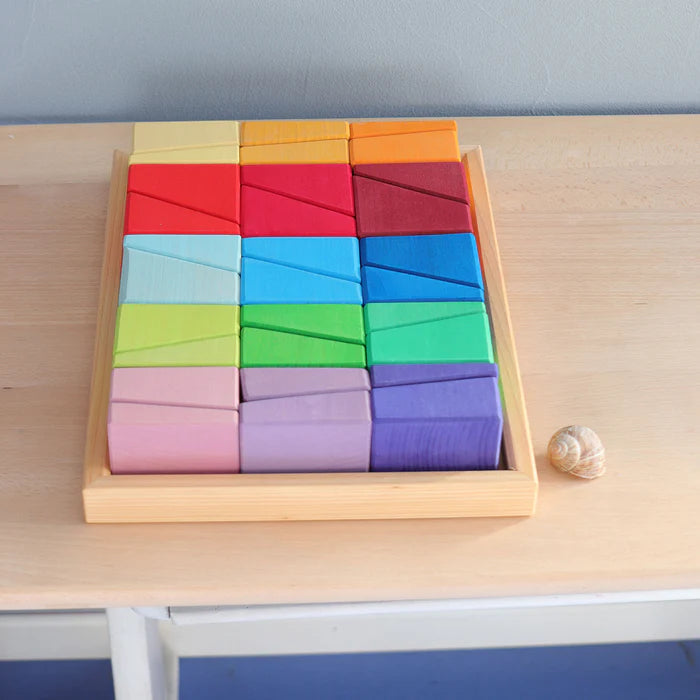 30 Pcs Slanted Wooden Building Blocks Set