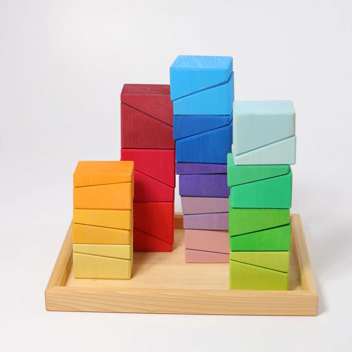 30 Pcs Slanted Wooden Building Blocks Set