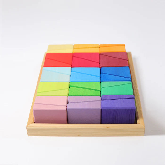 30 Pcs Slanted Wooden Building Blocks Set