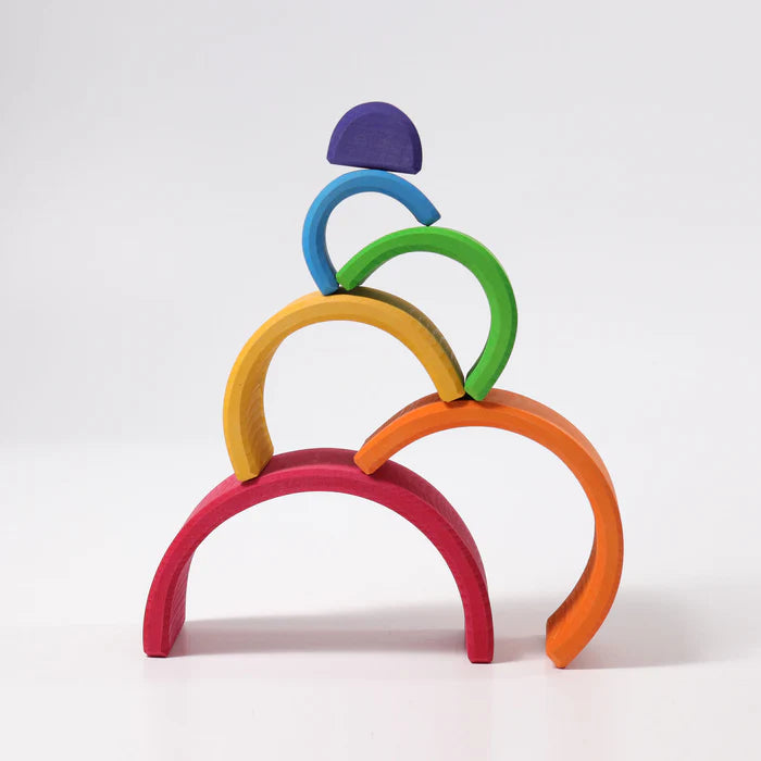 6-Piece Montessori Small Wooden Rainbow Stacker