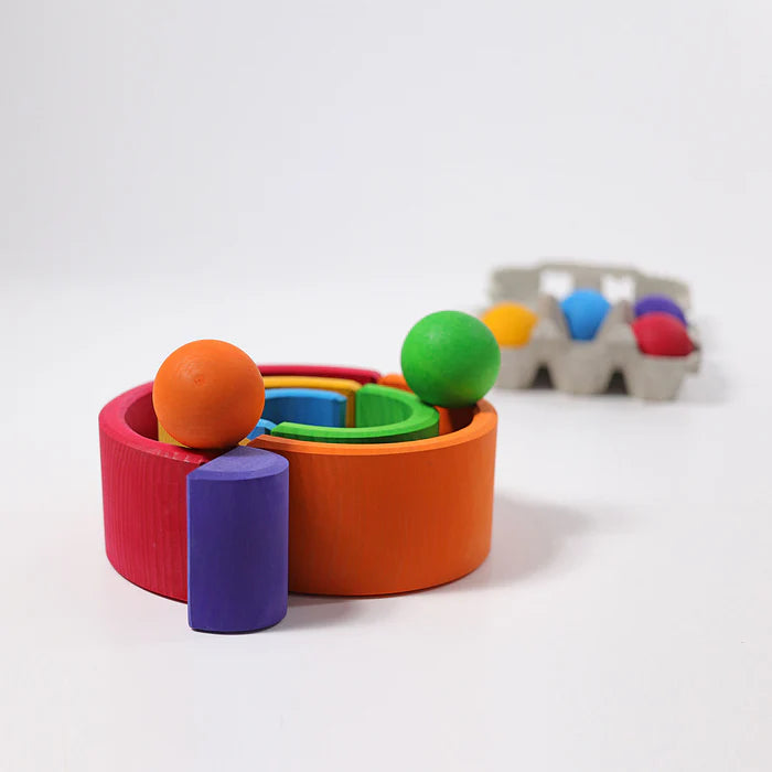 6-Piece Montessori Small Wooden Rainbow Stacker