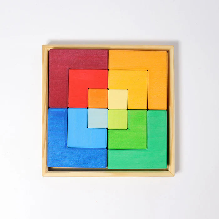12-Piece Wooden Creative Puzzle Square Geometric Building Set