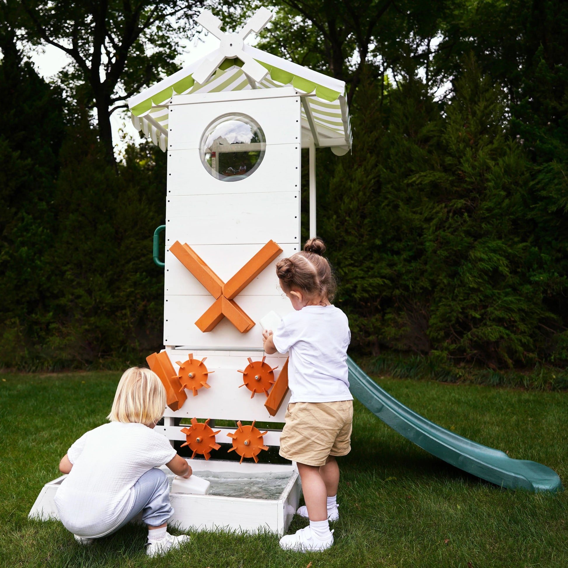 Toddler Outdoor Playset with Slide, Sprayer & Sensory Water Basin