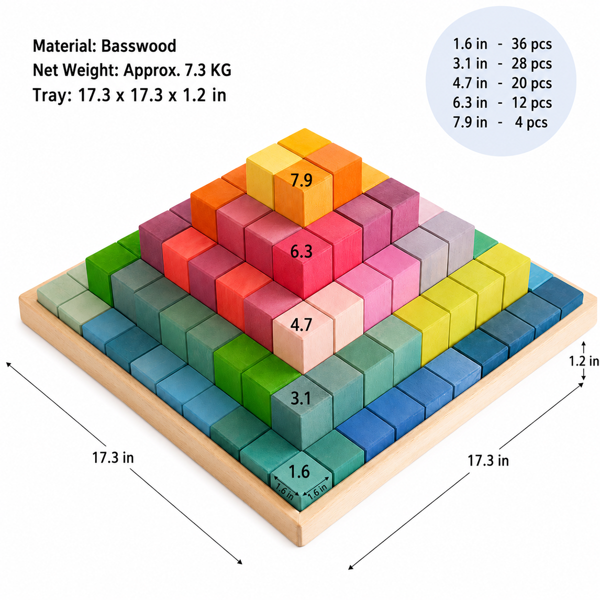 Rainbow Stepped Pyramid Wooden Building Blocks