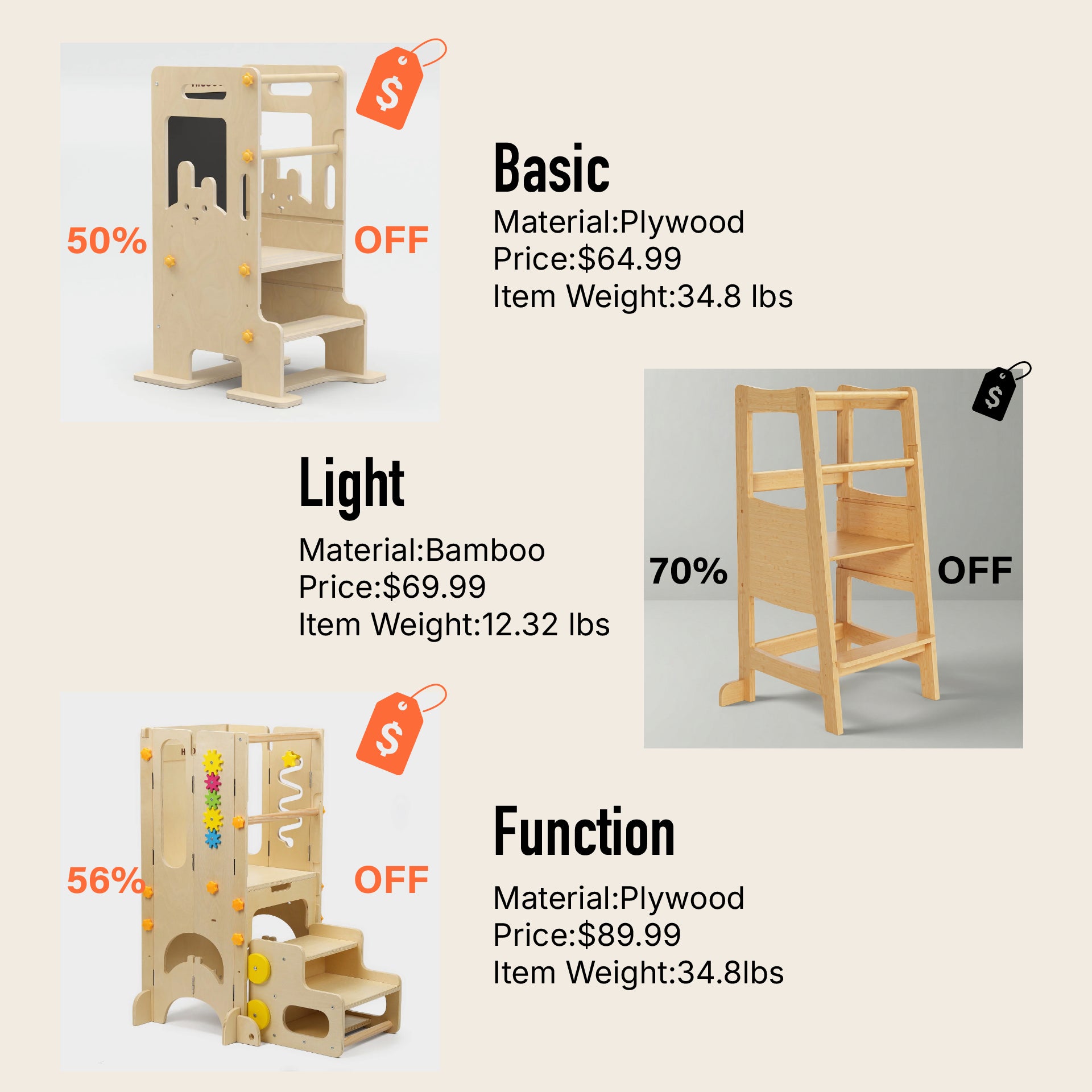 Hicooo® Toddler Tower for Kids' Learning Child Standing Tower