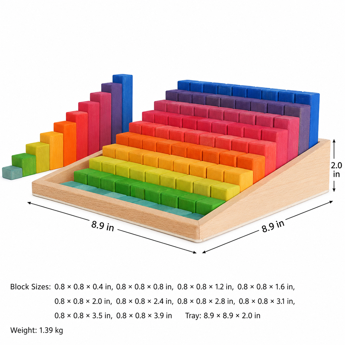 100 Pcs Small Wooden Counting Blocks Set