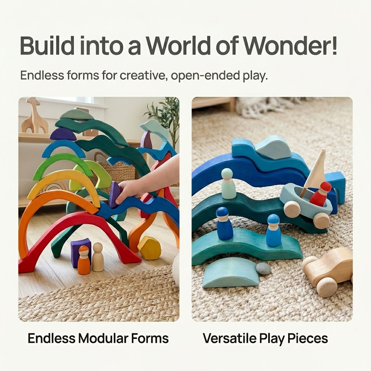 23-Piece Four Elements Large Wooden Stacking Puzzle Set