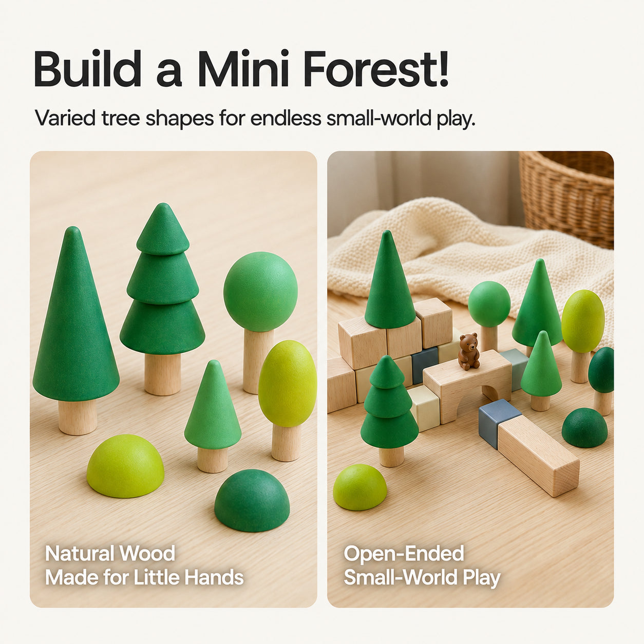 8-Piece Waldorf Wooden Forest & Tree Play Set