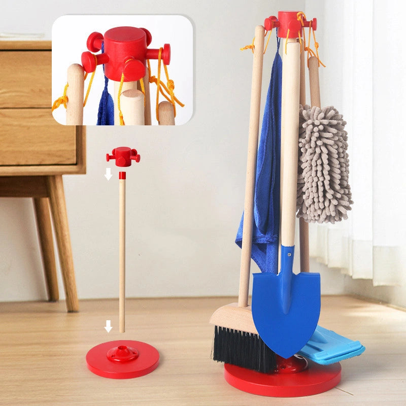 Montessori Toddler Broom and Mop Set with Stand