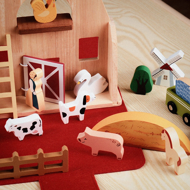 Montessori Wooden Farm Playset