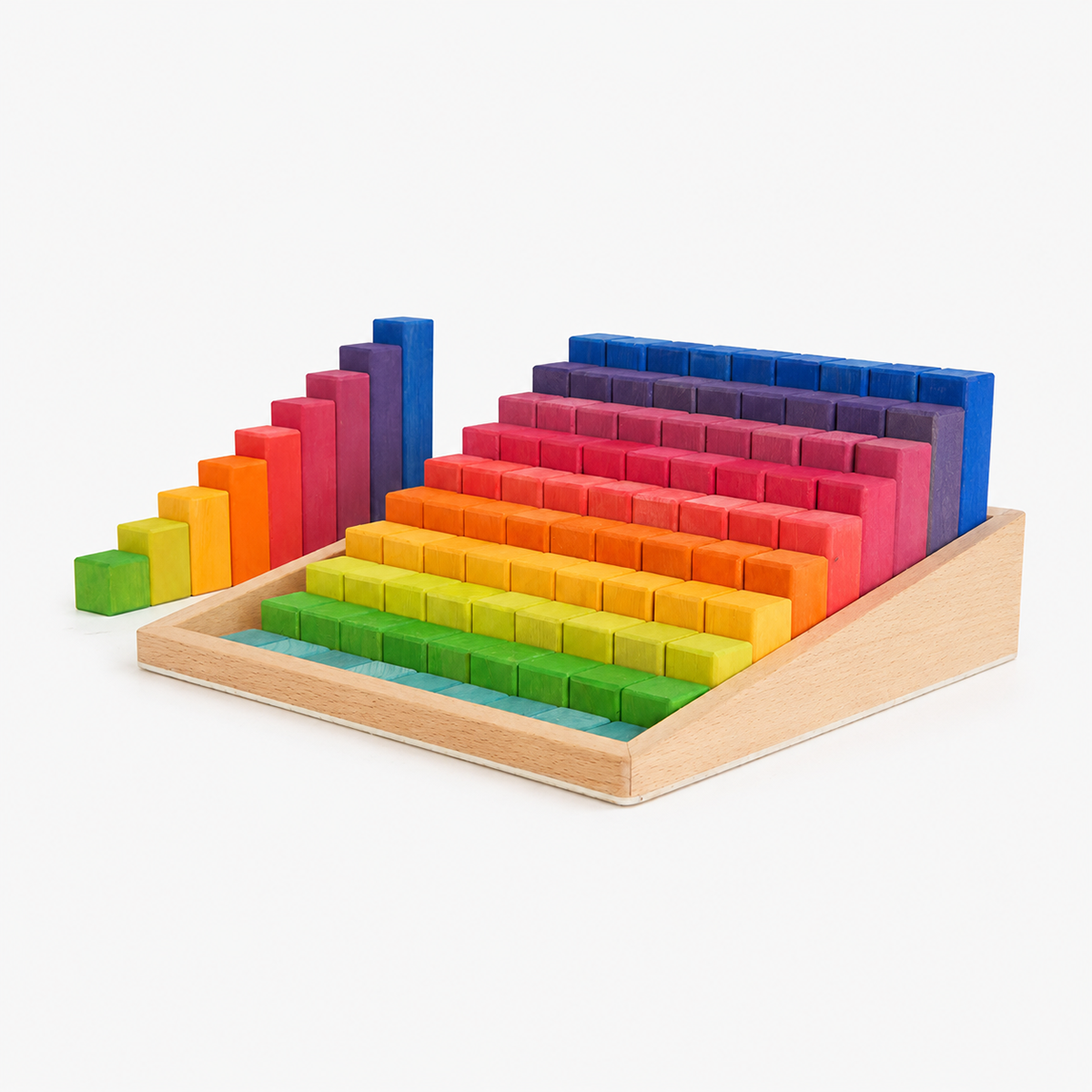 100 Pcs Small Wooden Counting Blocks Set