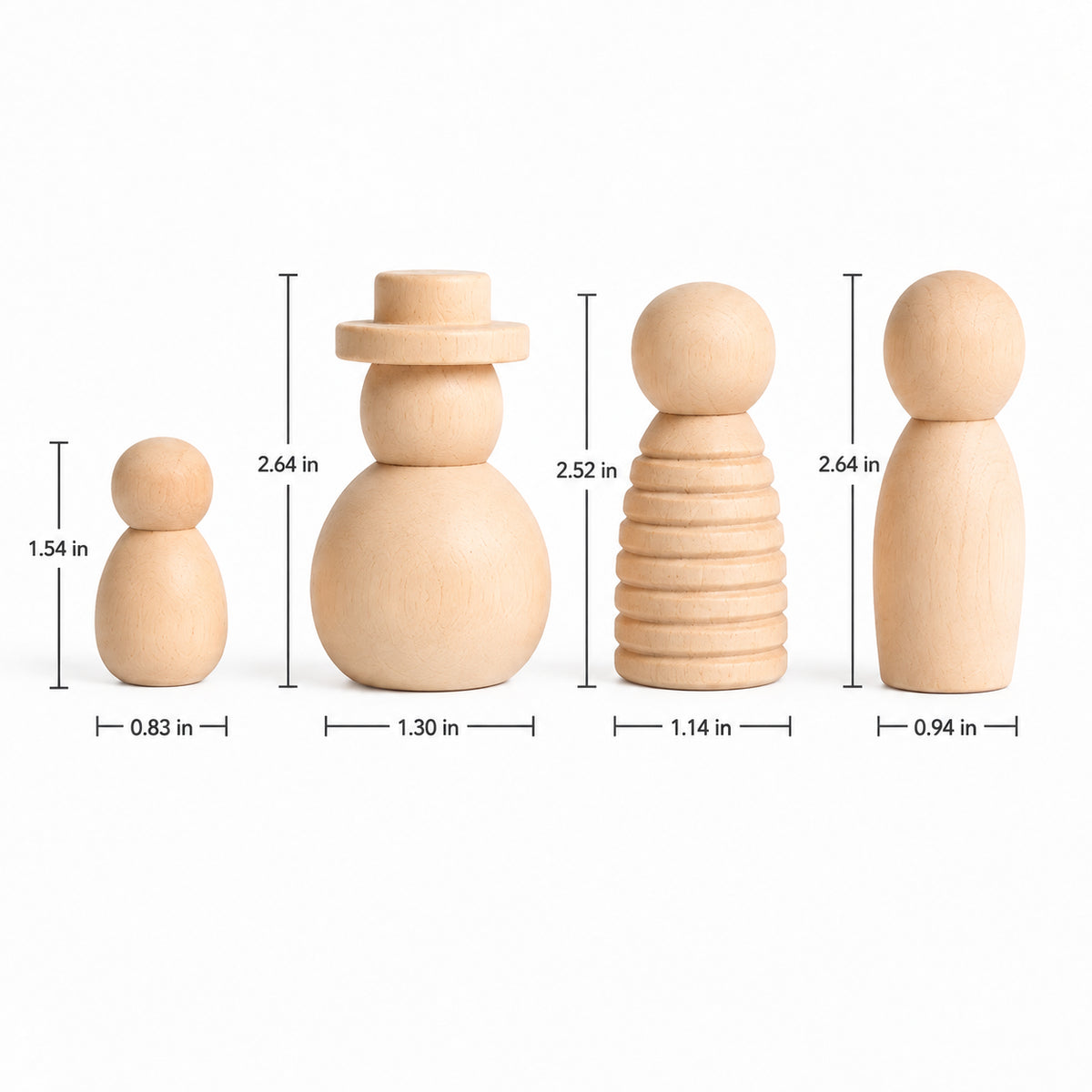 Diverse Wooden Peg Dolls Set