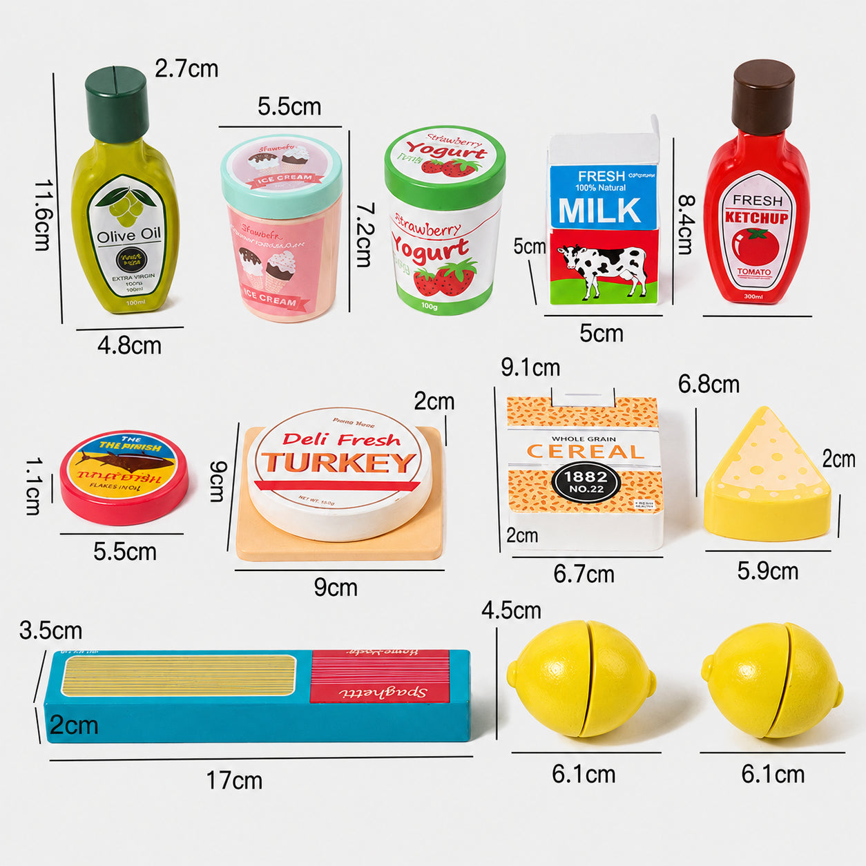 7-Piece Toddler Wooden Grocery Set with Milk & Cheese