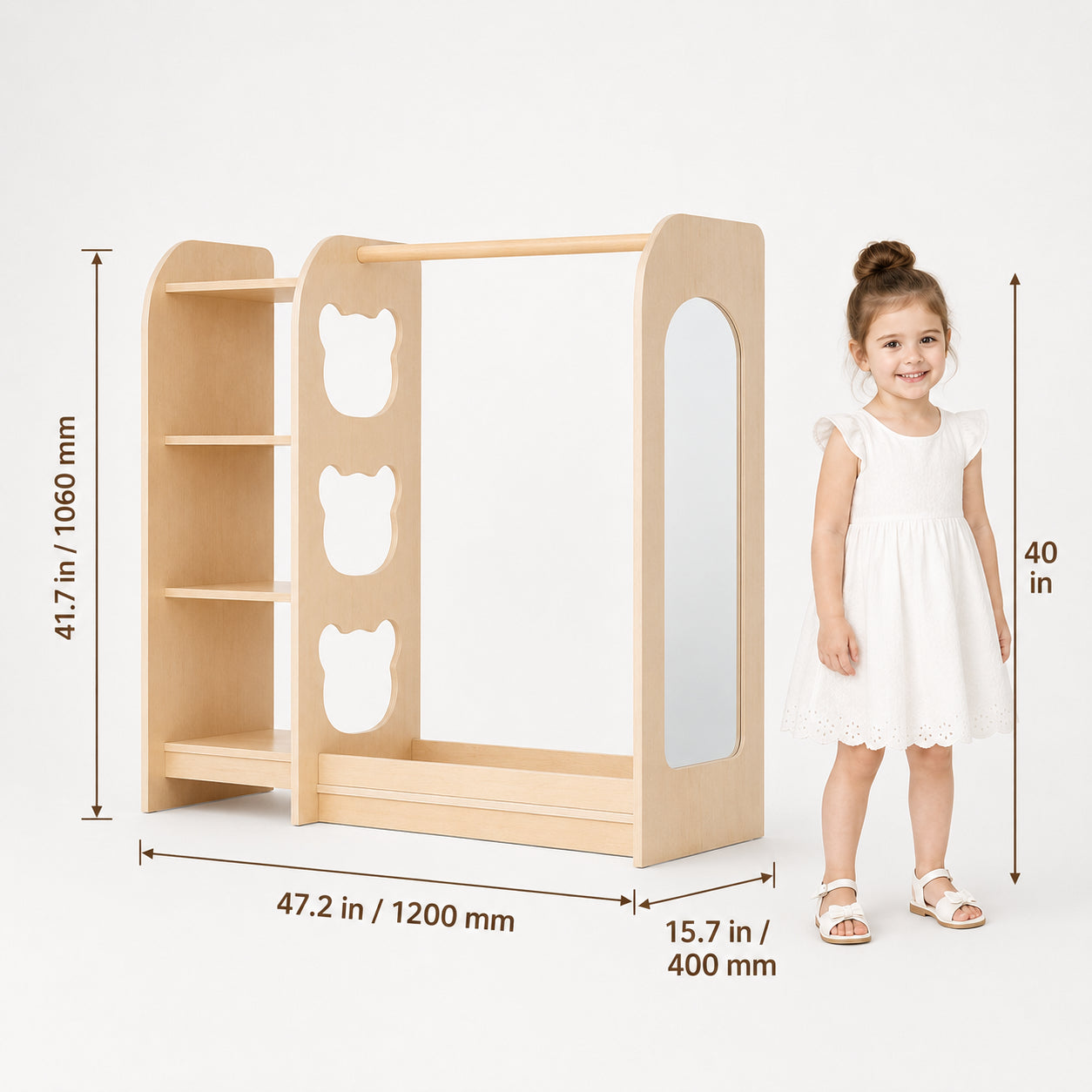Kids Storage Wardrobe with Mirror