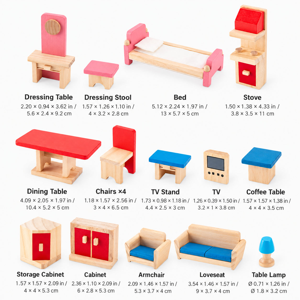 22-Piece Mini Dollhouse Furniture Set