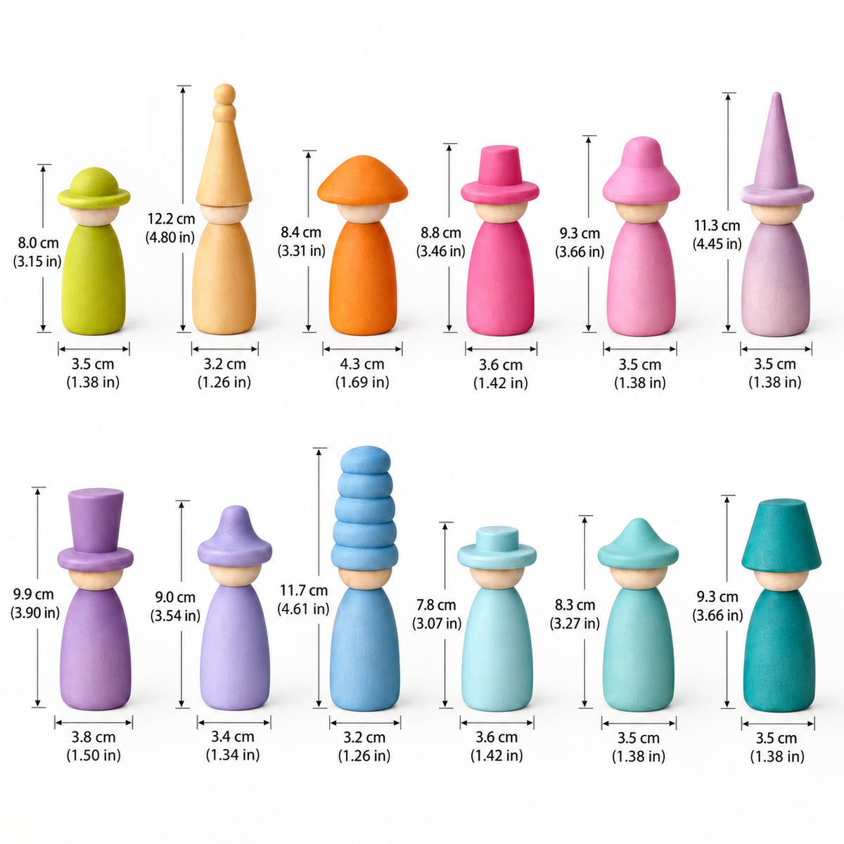 Wooden Peg Dolls Color Matching Set