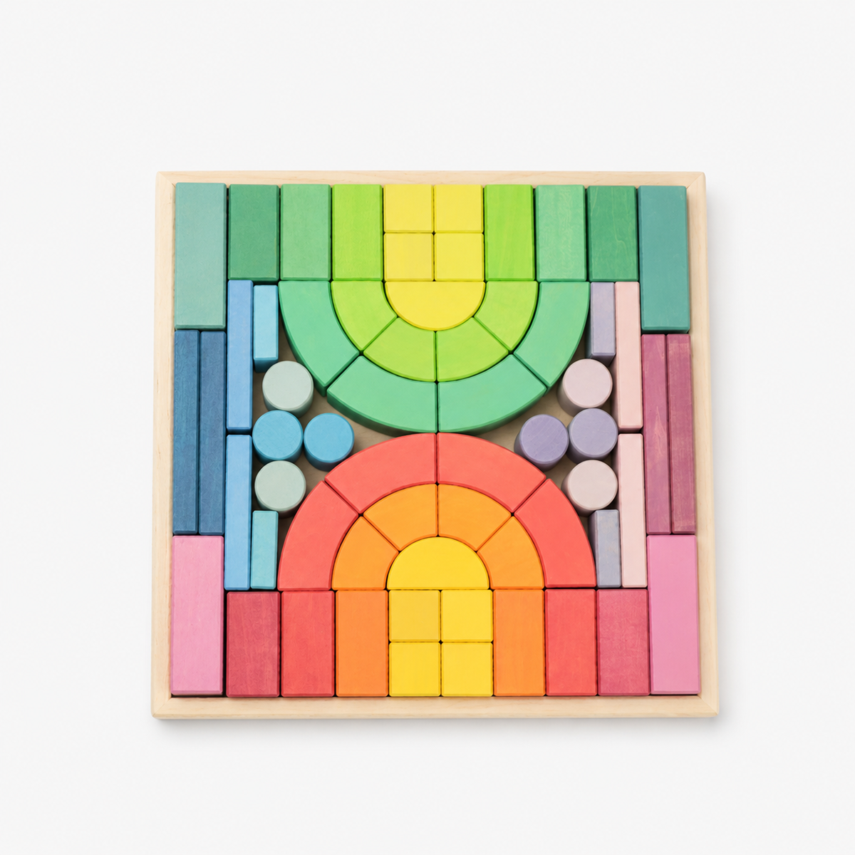 62 Pcs Extra Large Romanesque Wooden Building Blocks Set